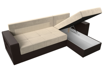 Диван угловой Дубай Лайт, микровельвет/экокожа, правый угол