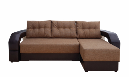 Диван угловой Манчестер 160 с подсветкой, правый, рогожка/экокожа