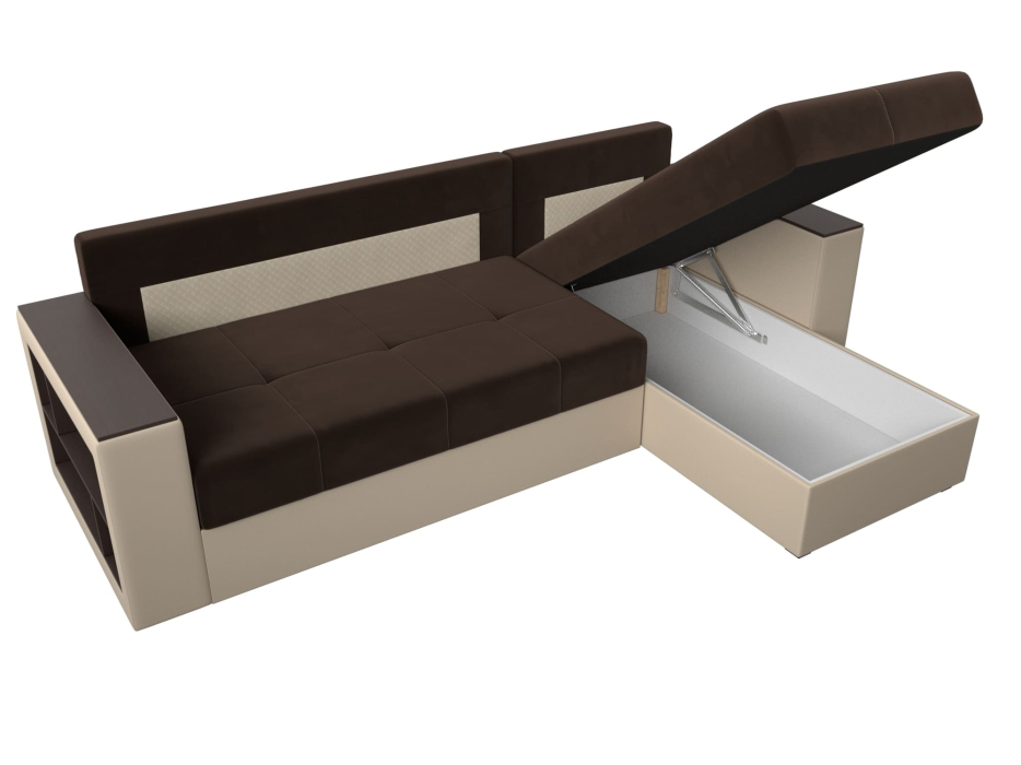 Диваны угловые в гостиную, Диван угловой Дубай Лайт, микровельвет/экокожа, правый угол