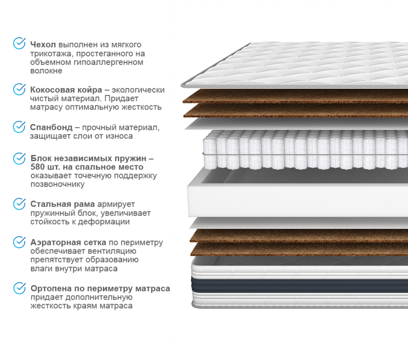 Другие размеры, Матрас ARMOS Ясон Hard (Трикотаж 3D) 120х200 см