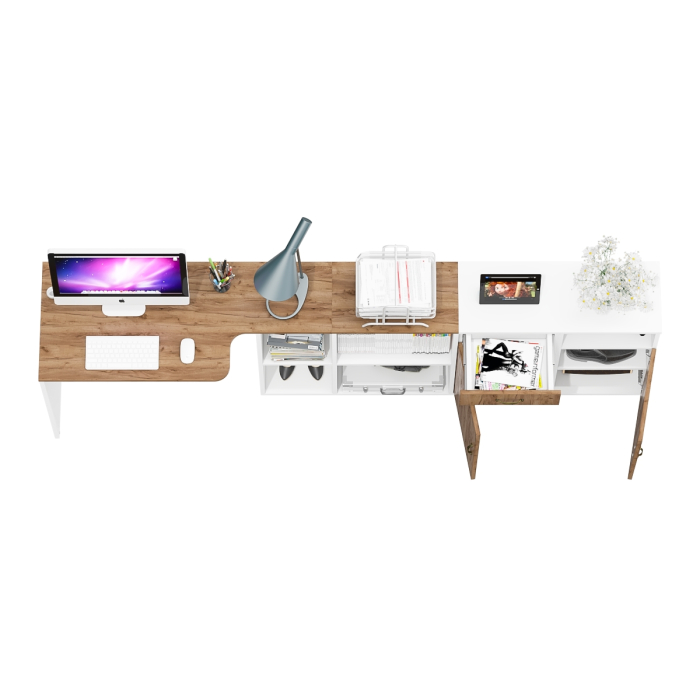 Домашние кабинеты, Стол-трансформер компьютерный и две тумбы для хранения Лидер-8.